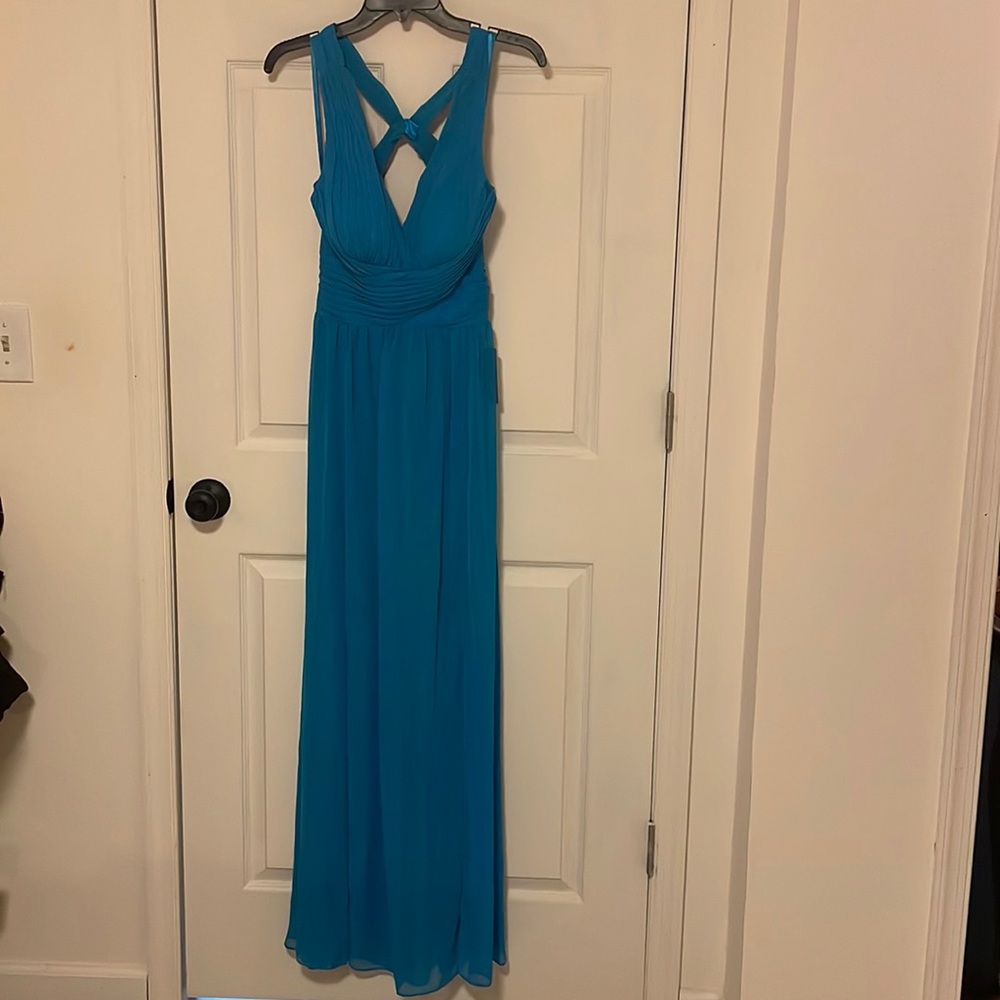 Adrianna Papel blue evening gown, backless, size 6